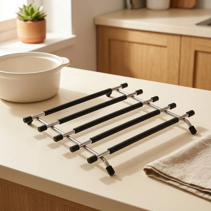Coolrack™ Stainless Steel Anti-Scalding Rack in a calm home setting