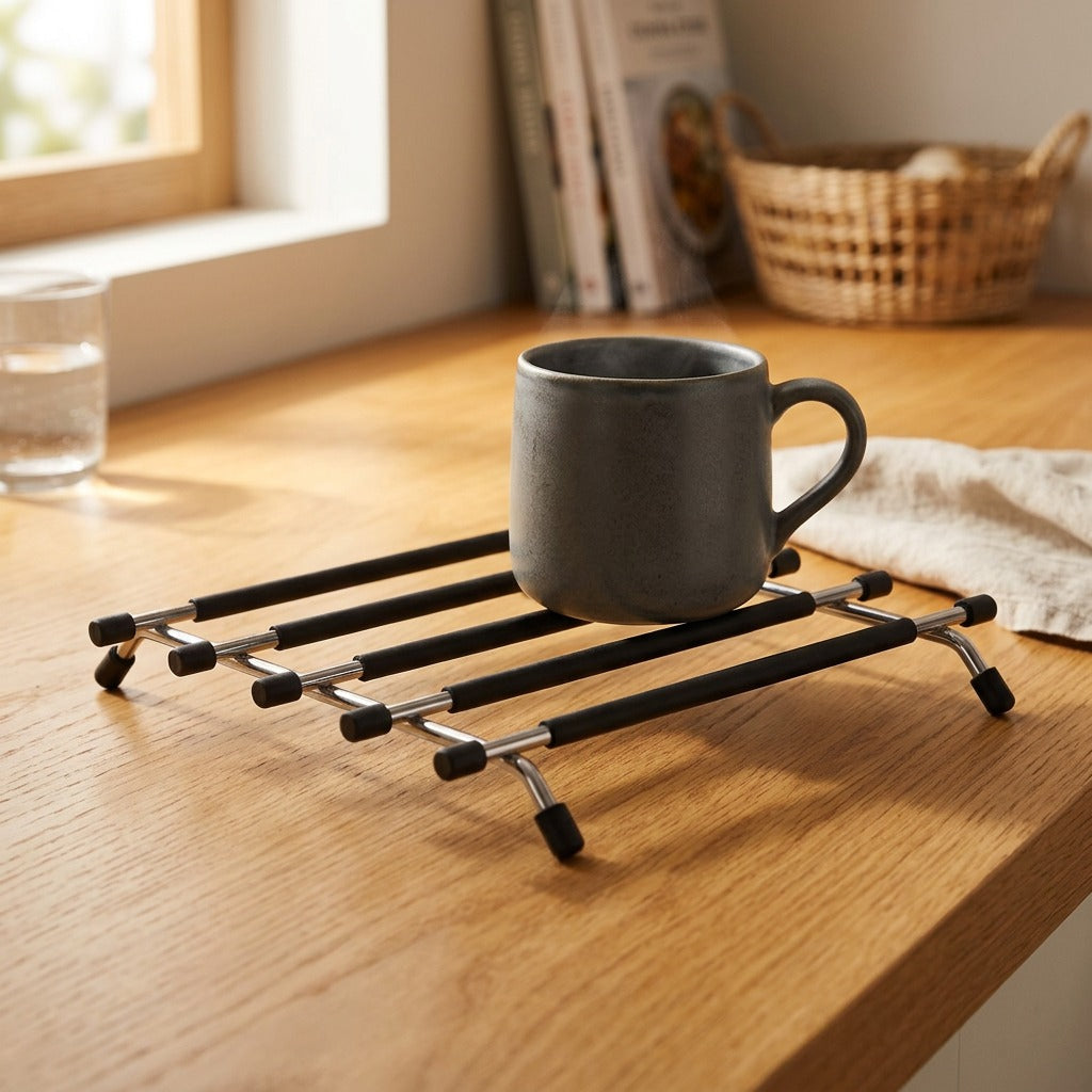 Coolrack™ Stainless Steel Anti-Scalding Rack, styled close view
