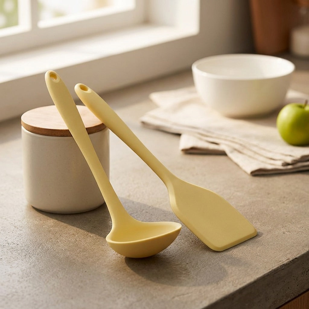 Ministir™ Silicone Mini Spatula And Soup Spoon Set, styled close view