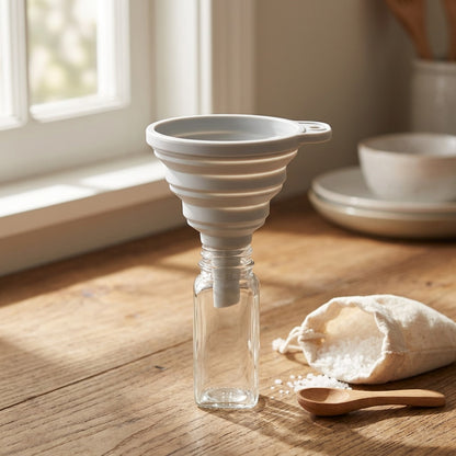 Pourfold™ Silicone Folding Mini Funnel, styled close view