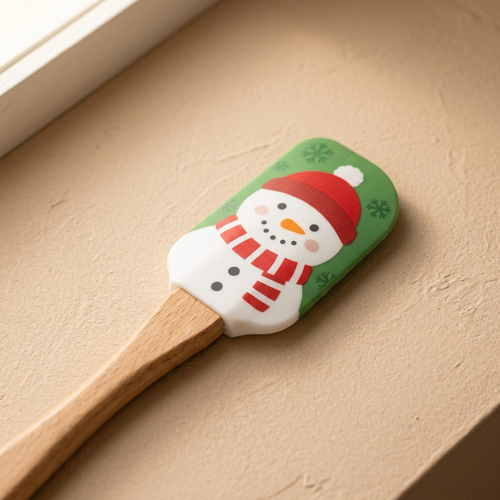Snowstir™ Christmas Snowman Silicone Spatula, material and detail close-up