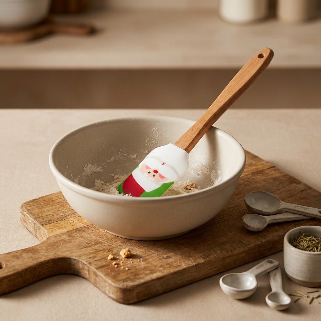 Snowstir™ Christmas Snowman Silicone Spatula, styled close view