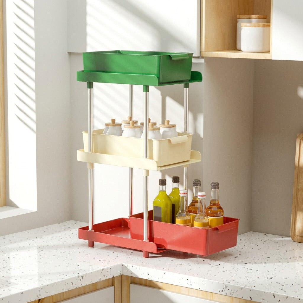 Slidebin™ Plastic Desktop Storage Box Drawer, styled close view