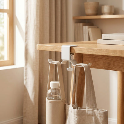 Desksling™ Double Desk Hook for Water Bottles, styled close view
