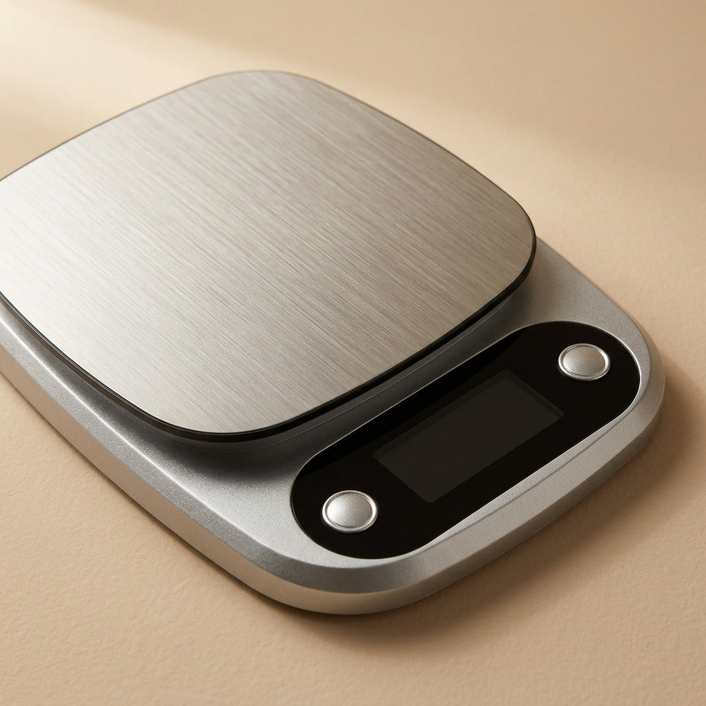 Steelgram™ Stainless Steel Gram Scale, material and detail close-up