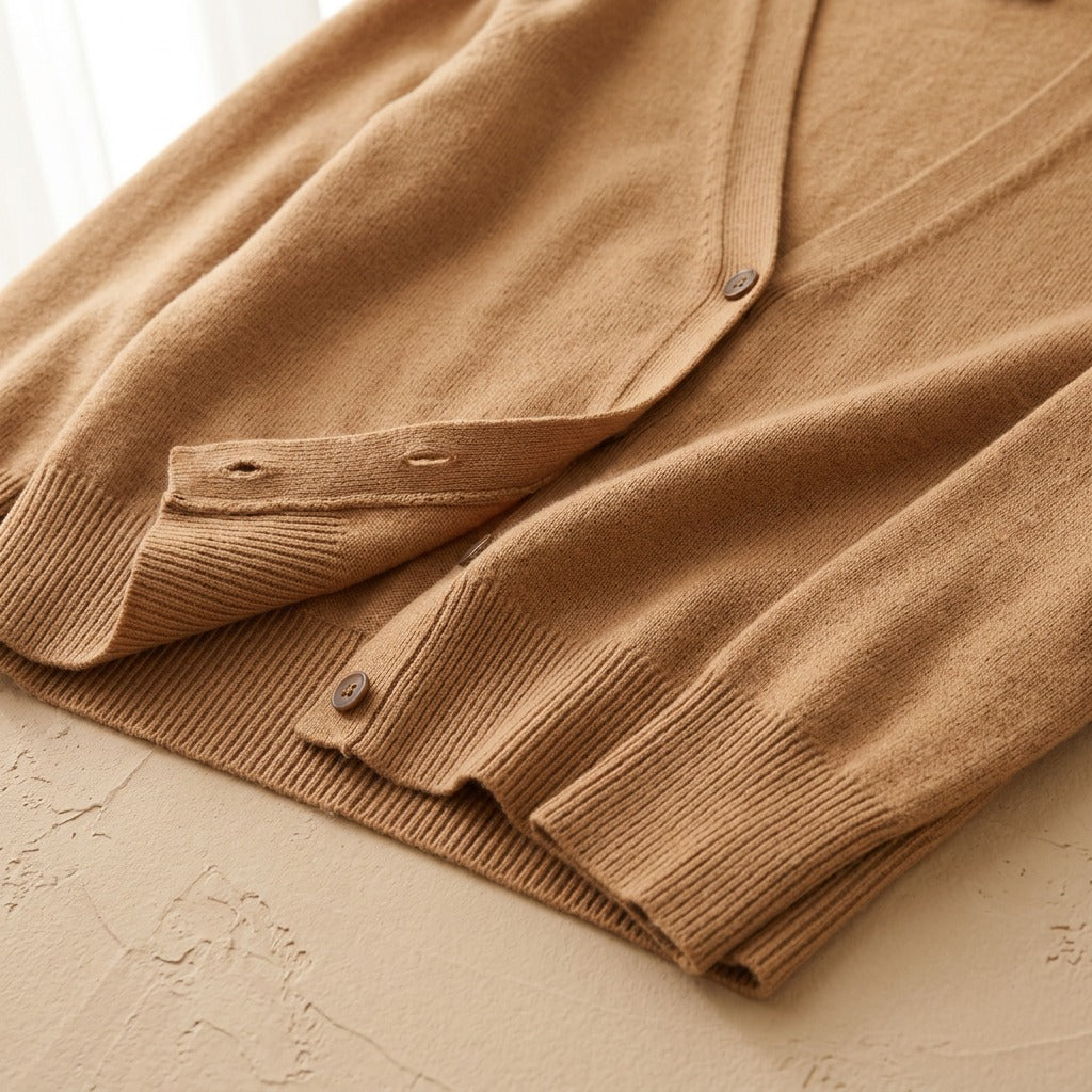 Neckknit™ Women's V-Neck Cardigan, material and detail close-up