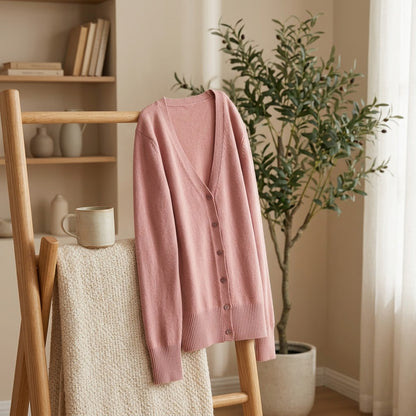 Neckknit™ Women's V-Neck Cardigan, styled close view