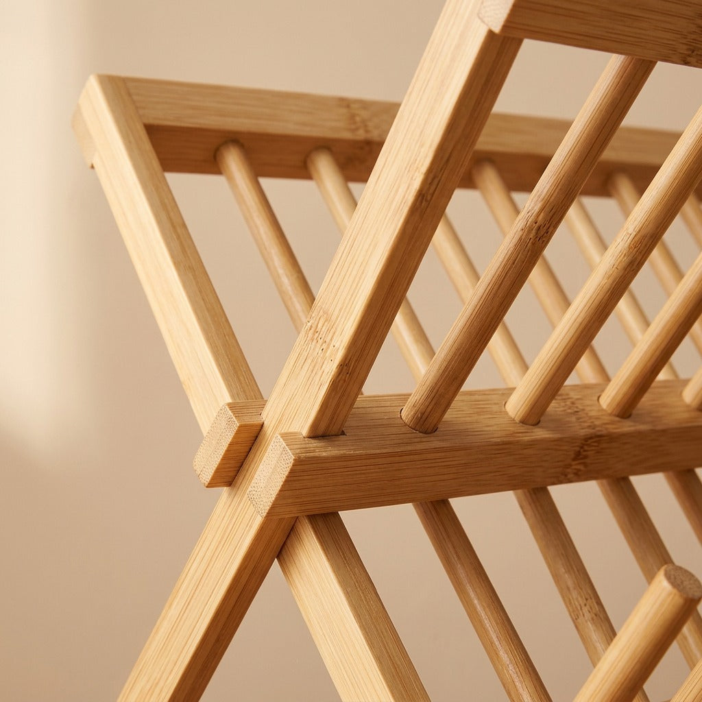Drainleaf™ Bamboo Dish Drain Rack, material and detail close-up