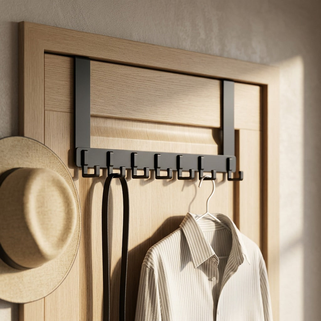 Doorhang™ Space Aluminum Over Door Hooks, styled close view