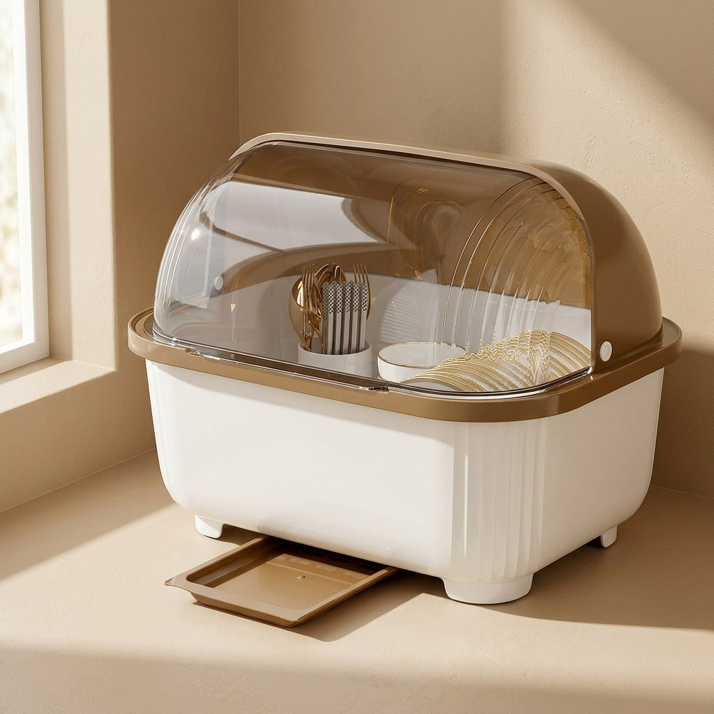 Dishcover™ Plastic Kitchen Dish Rack With Lid