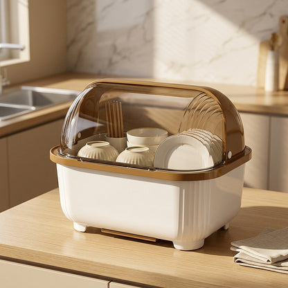 Dishcover™ Plastic Kitchen Dish Rack With Lid, styled close view