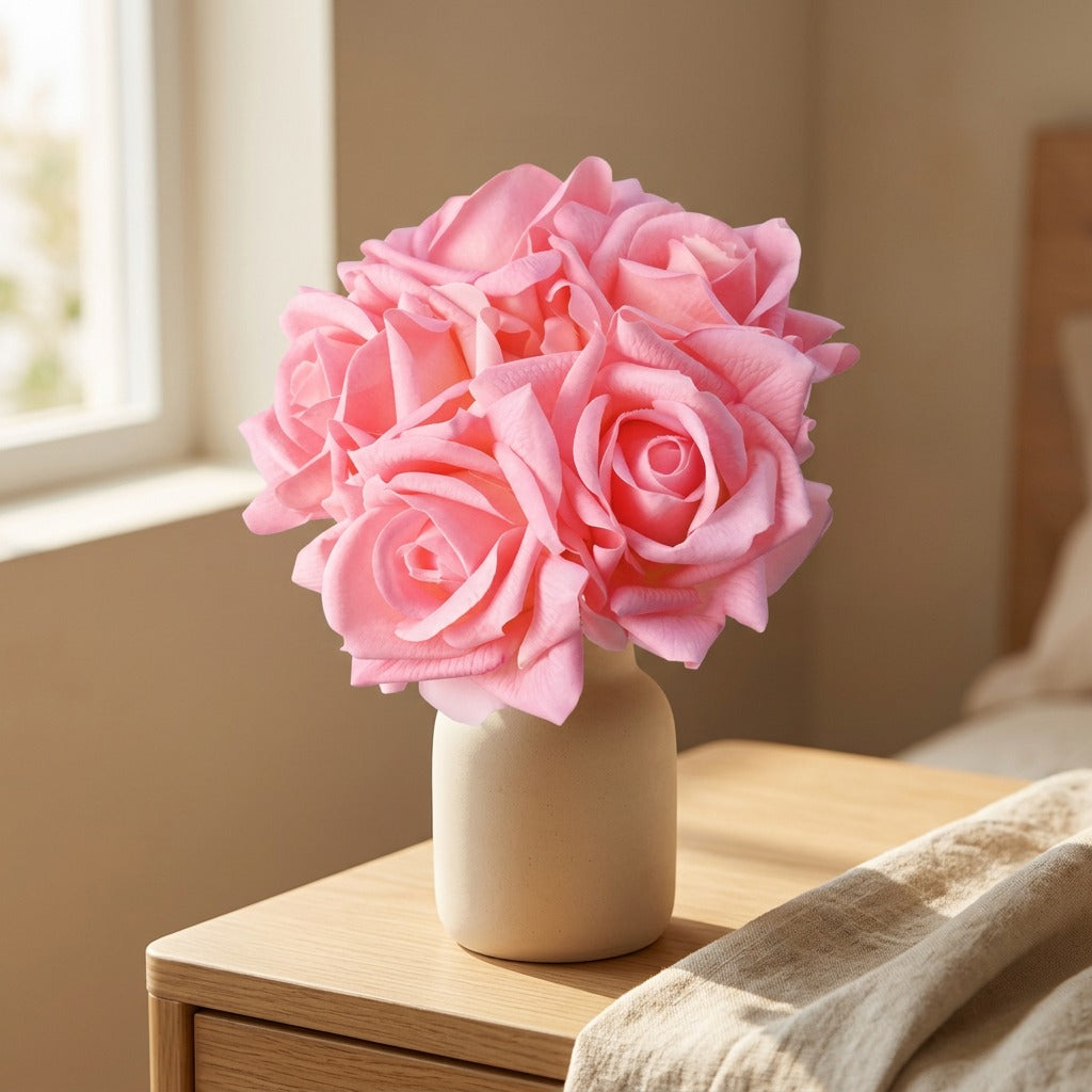 Roseglow™ Silk Rose Bouquet, styled close view