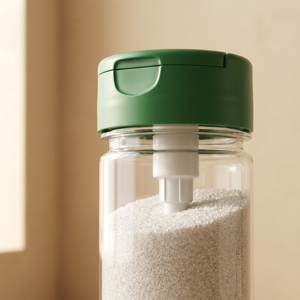 Presspour™ Press-Type Plastic Seasoning Bottle, material and detail close-up