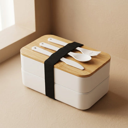 Bambox™ Bamboo Lid Plastic Lunch Box, material and detail close-up