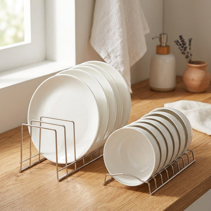 Dishdrain™ Stainless Steel Dish Rack, styled close view