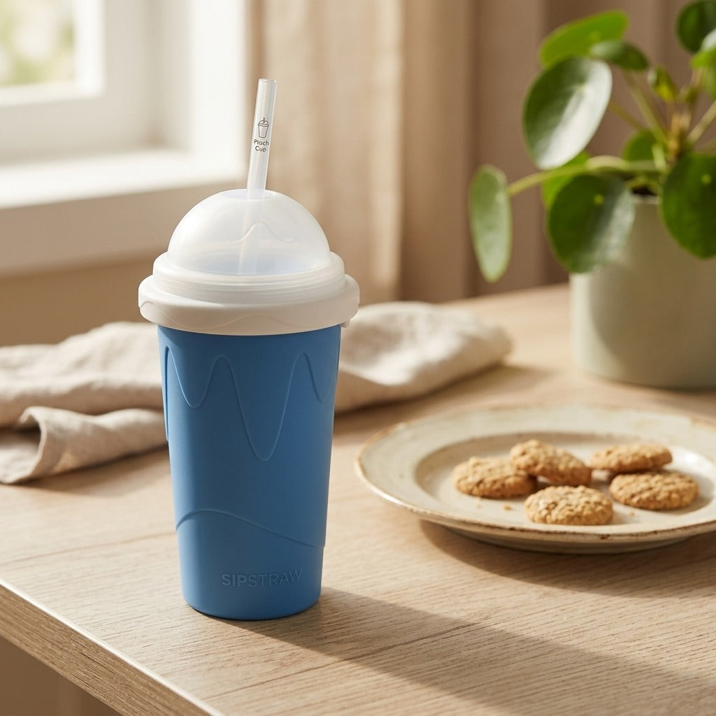Sipstraw™ 330 ml Smoothie Cup With Straw, styled close view