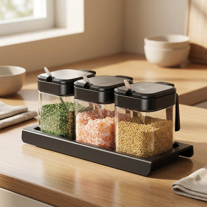 Herbspoon™ Glass Seasoning Jar With Spoon, styled close view