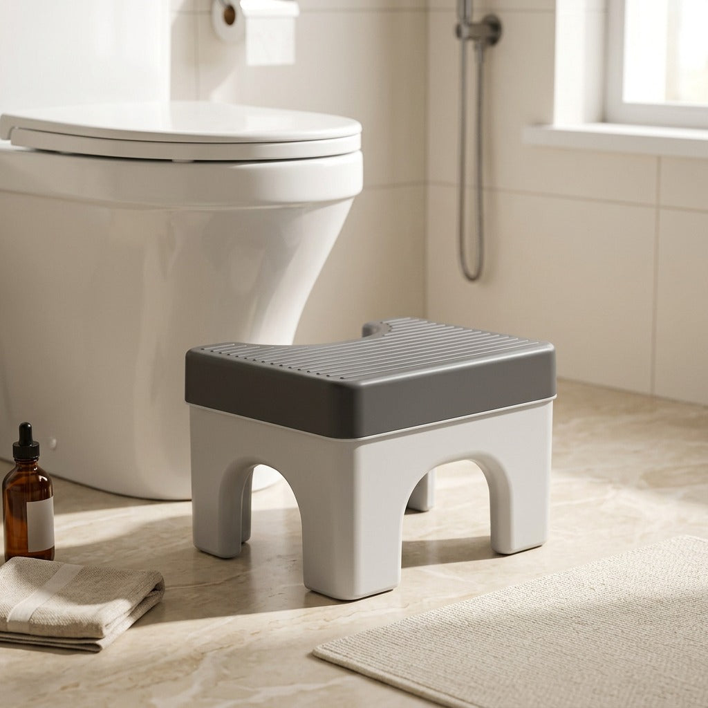 Perchpot™ Plastic Toilet Stool, styled close view