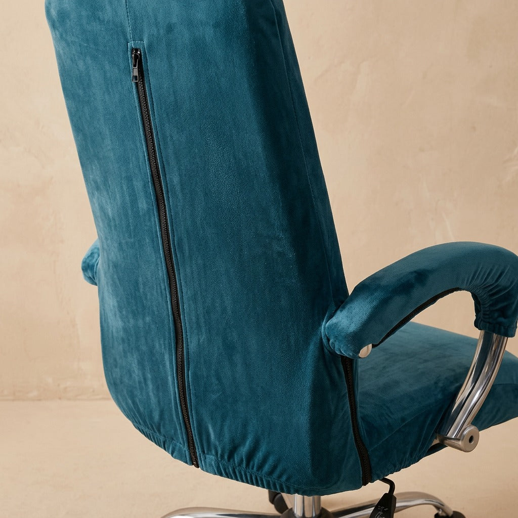 Velvetfox™ Silver Fox Velvet Office Chair Cover, material and detail close-up