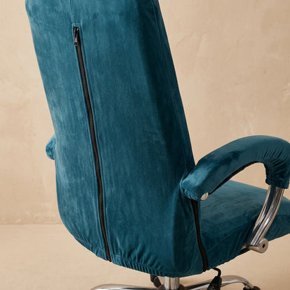Velvetfox™ Silver Fox Velvet Office Chair Cover, material and detail close-up