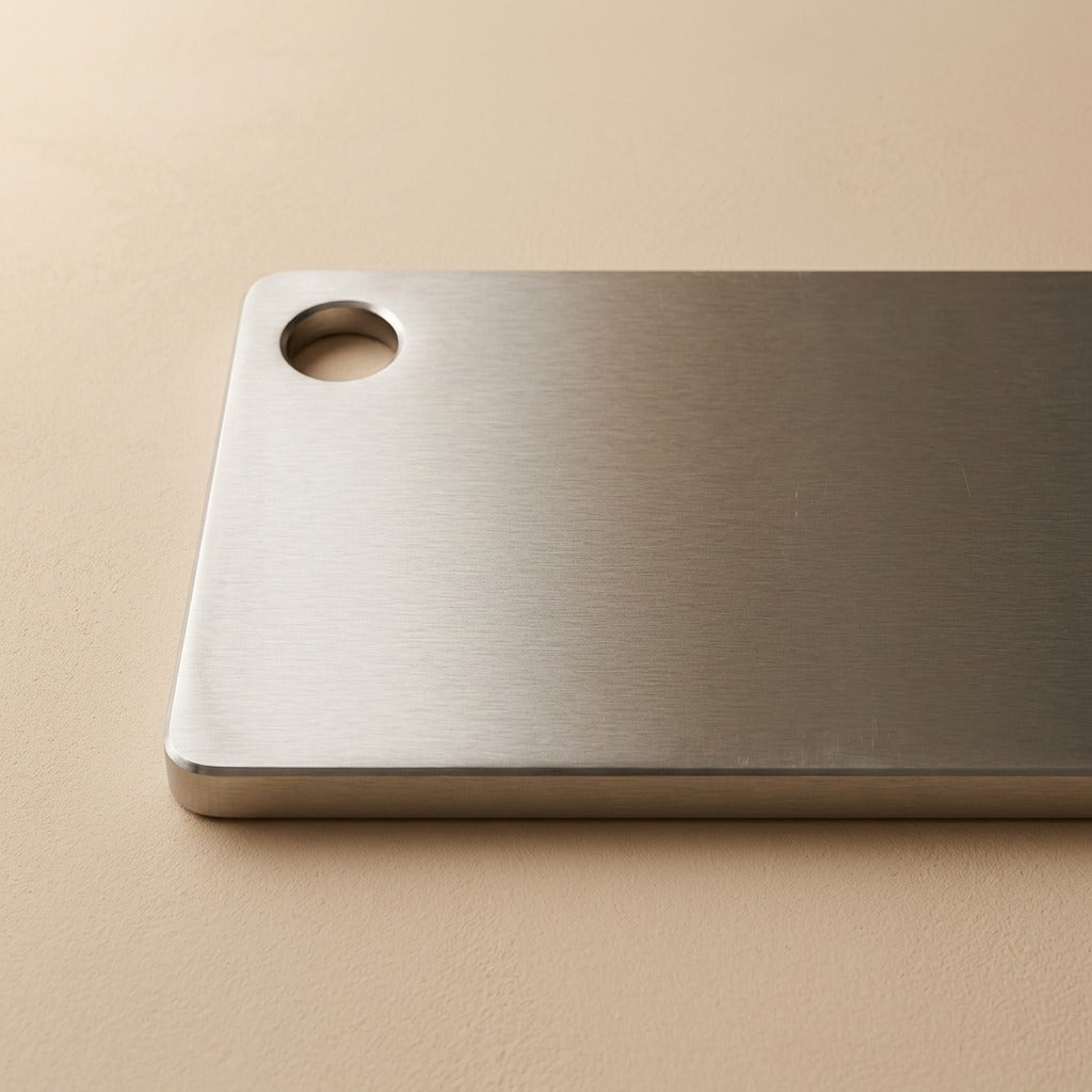 Chopguard™ Stainless Steel Cutting Board, material and detail close-up