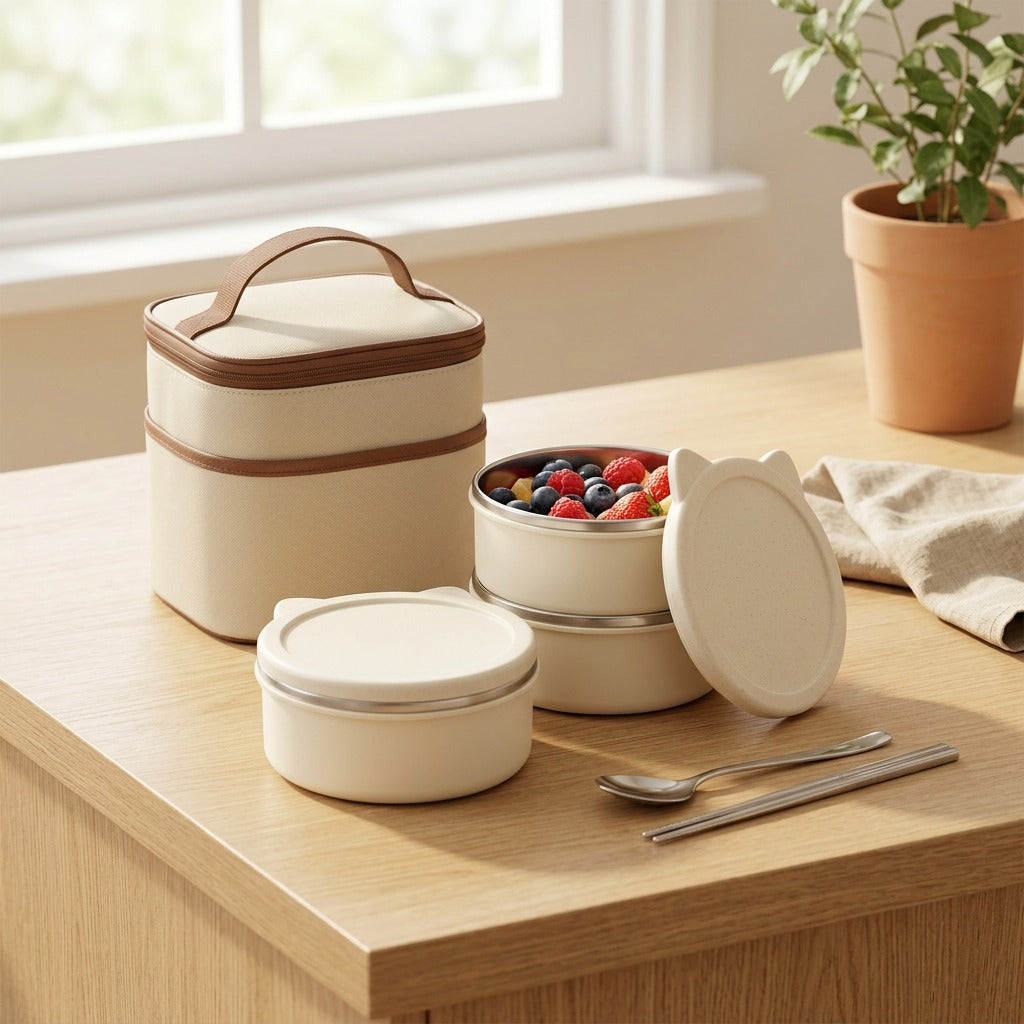 Mealcraft™ 304 Stainless Steel Lunch Box in a calm home setting