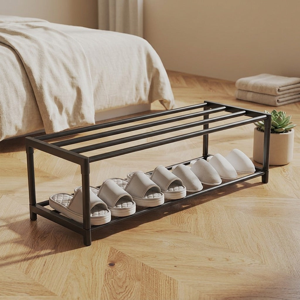 Pairtier™ Plastic Multi-Layer Shoe Rack, styled close view