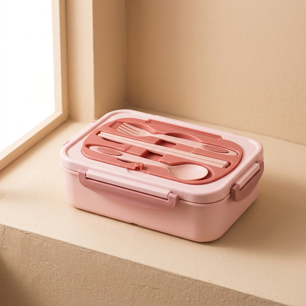 Twinmeal™ Two-Compartment 304 Stainless Steel Lunch Box, material and detail close-up