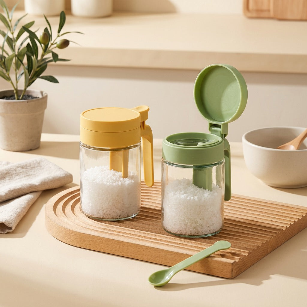 Spiceglint™ Glass Seasoning Jar in a calm home setting