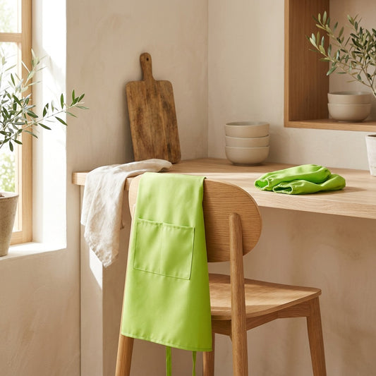 Tinyapron™ Children's Polyester Advertising Apron in a calm home setting