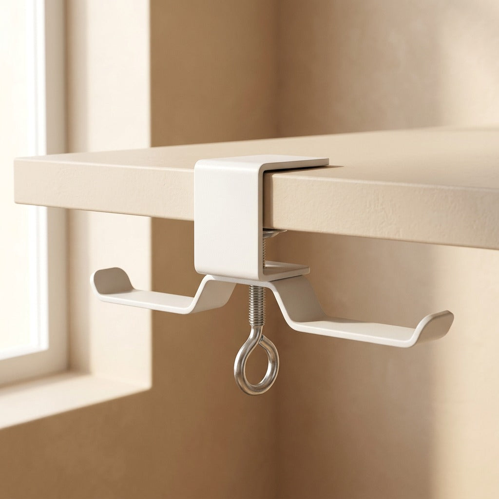 Deskhook™ Iron Desk Edge Bag Hook, material and detail close-up