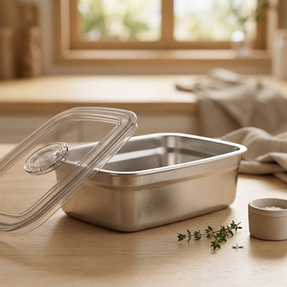 Steelstash™ 316 Stainless Steel Food Storage Box, styled close view