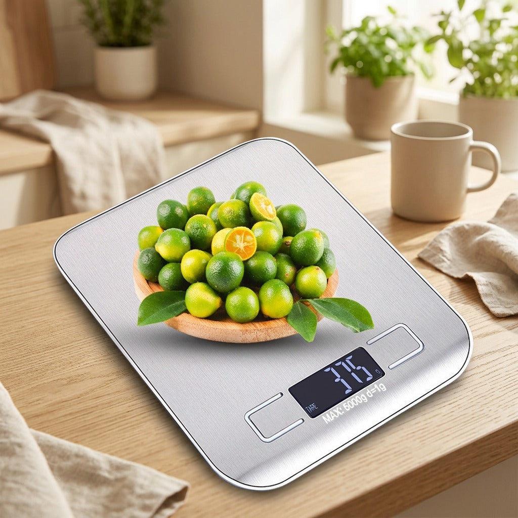 Scalesteady™ Stainless Steel Electronic Scale in a calm home setting