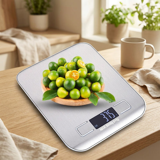 Scalesteady™ Stainless Steel Electronic Scale in a calm home setting