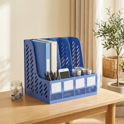 Pageperch™ Plastic Desktop File Rack in a calm home setting