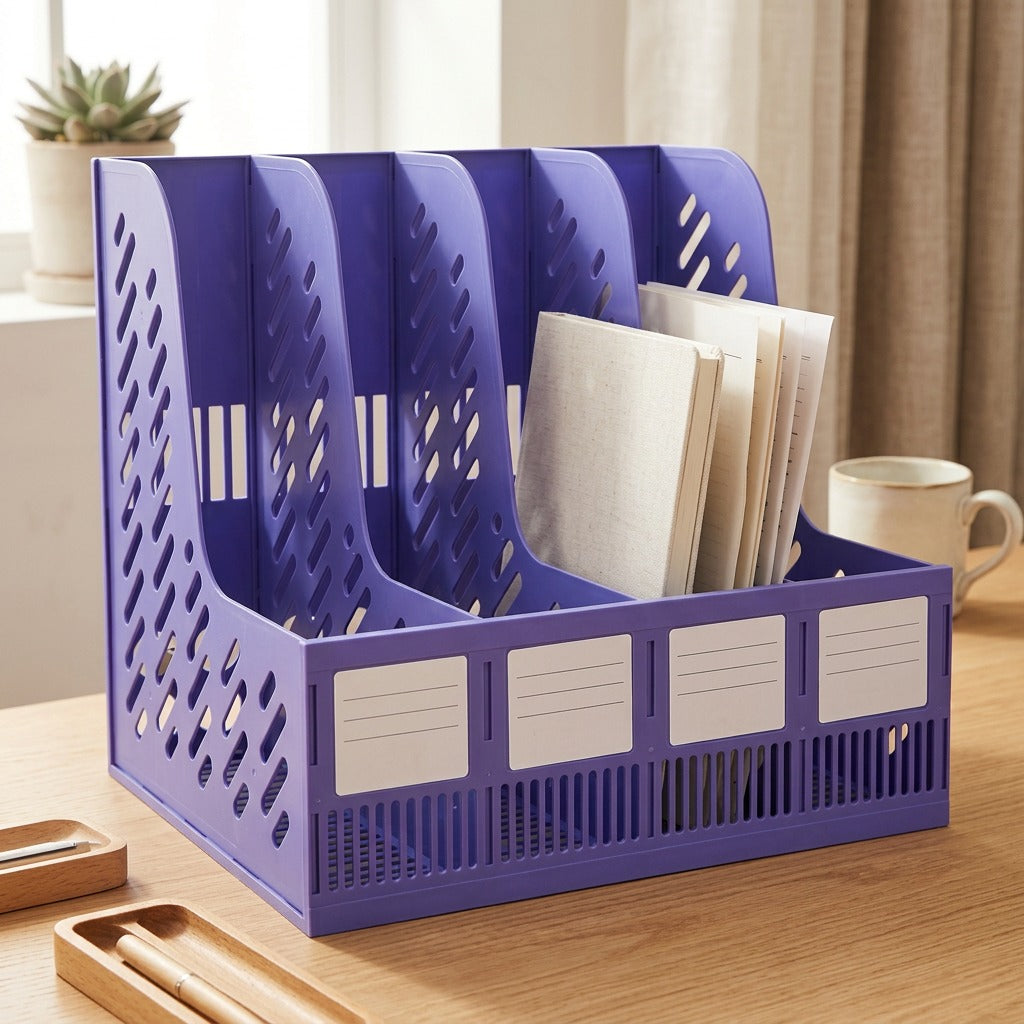 Pageperch™ Plastic Desktop File Rack, styled close view