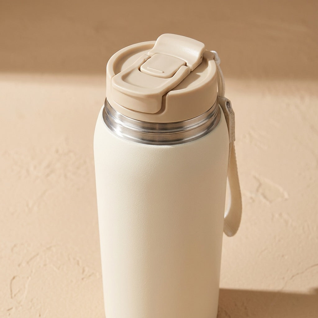 Sipsustain™ 316 Stainless Steel Straw Thermos Cup, material and detail close-up