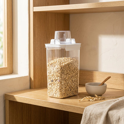 Jarhaven™ Square Plastic Kitchen Storage Jar in a calm home setting