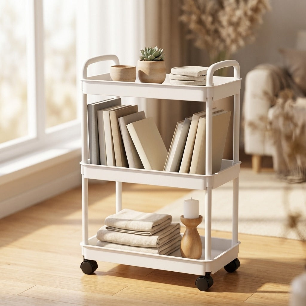 Storebay™ Mobile Plastic Storage Rack, styled close view