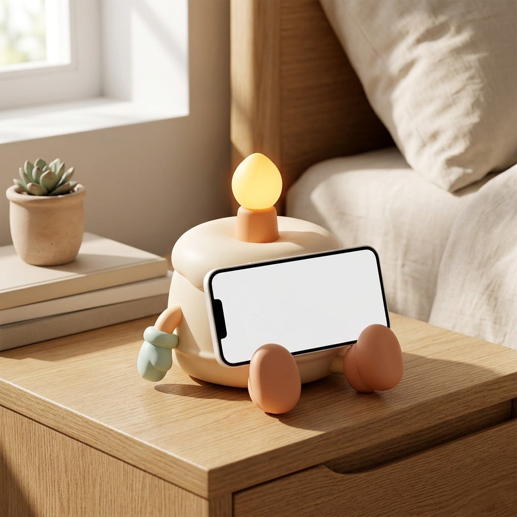Orbitcake™ Planet Birthday Cake Night Light in a calm home setting