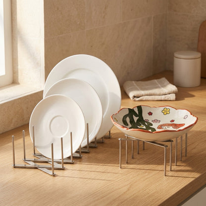 Dripfold™ Stainless Steel Retractable Dish Rack, styled close view