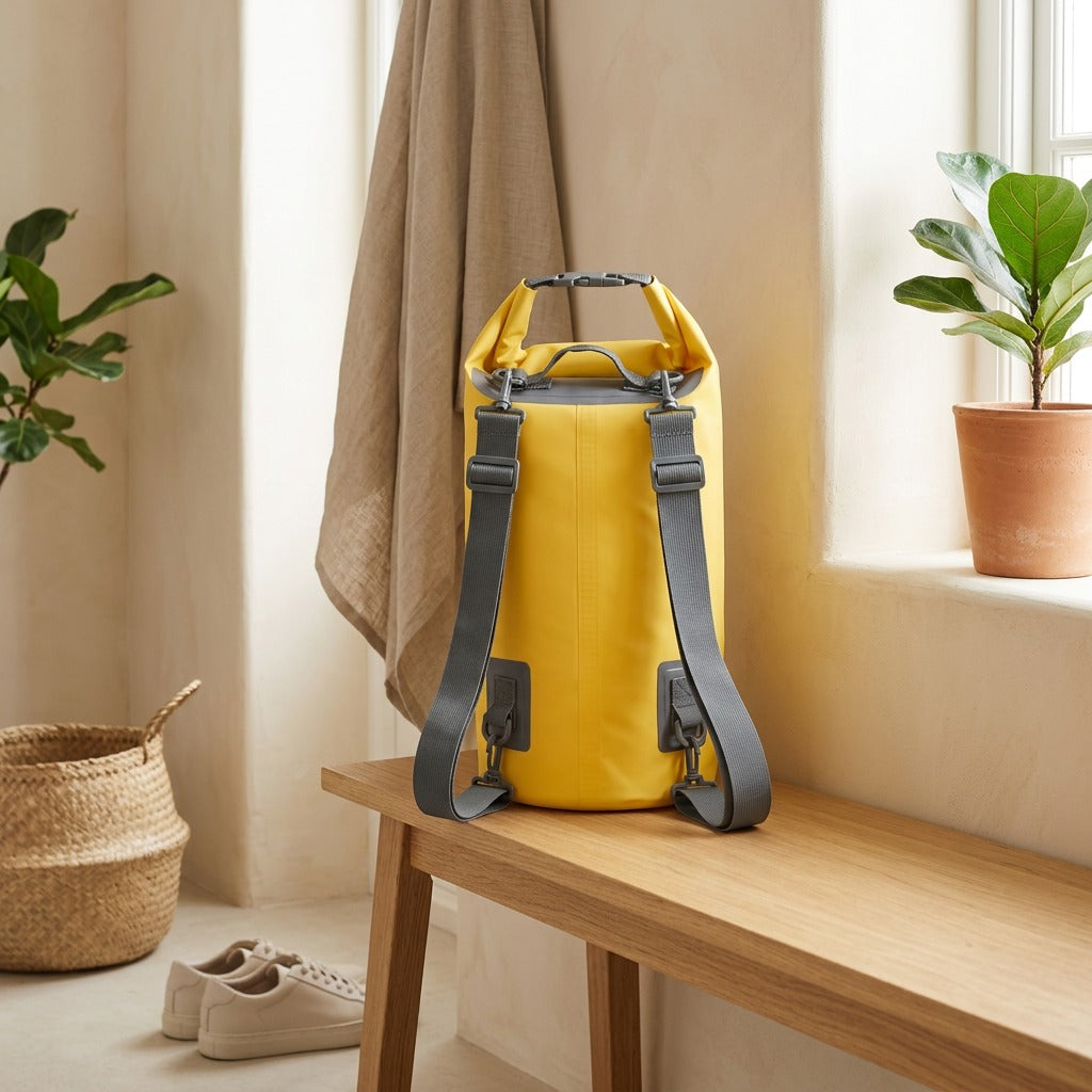 Carrydry™ PVC Waterproof Bucket Bag in a calm home setting