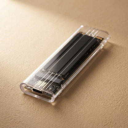 Driveview™ Transparent M.2 Hard Drive Enclosure, material and detail close-up