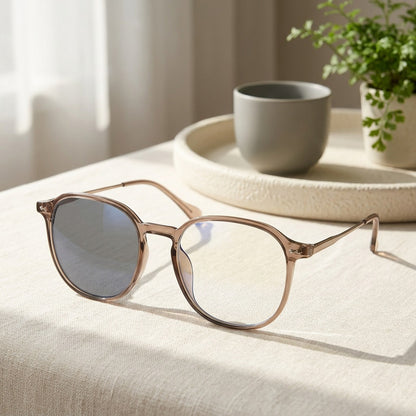 Sunlens™ Photochromic Blue Light Reading Glasses in a calm home setting