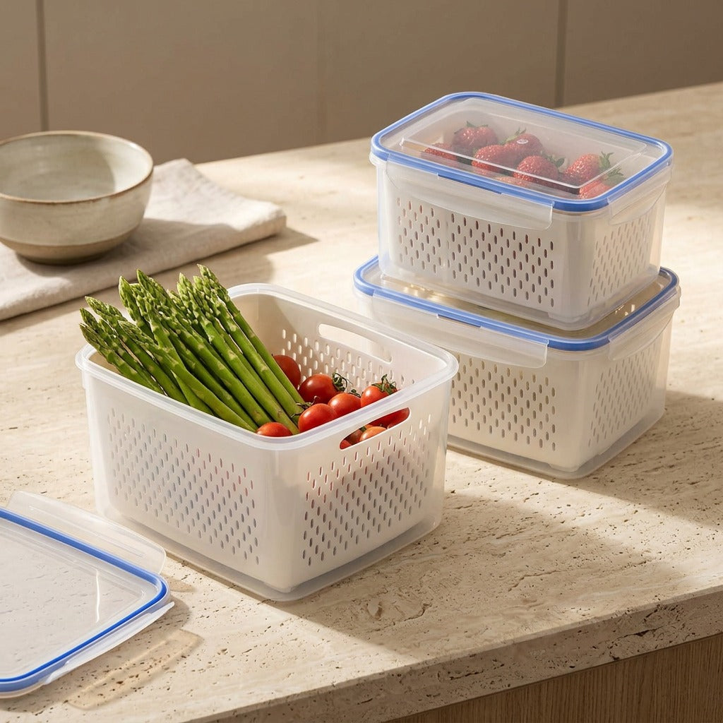 Stackseal™ Double-Layer Plastic Food Storage Box, styled close view