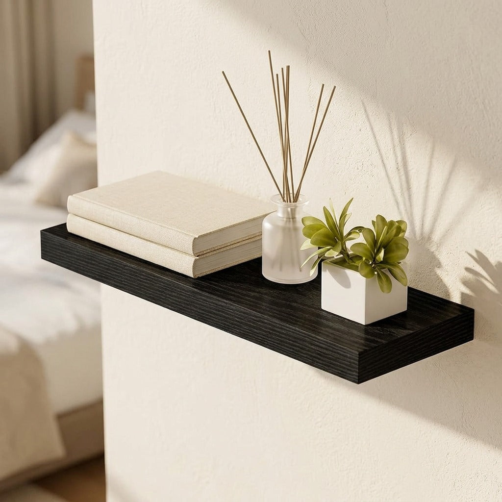 Wallperch™ Floating Wall Storage Rack, styled close view