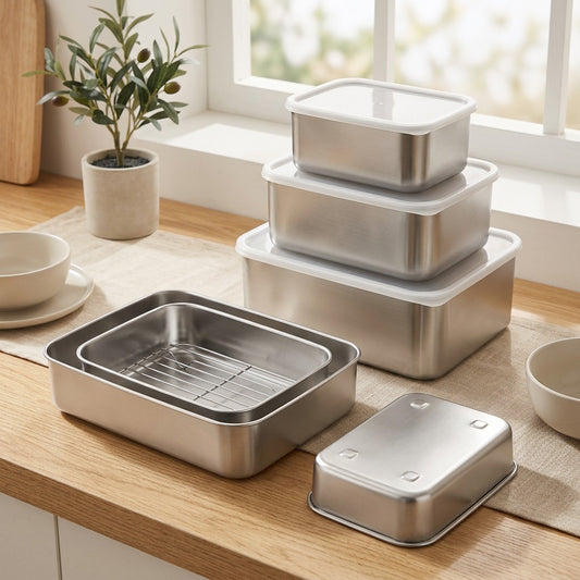 Freshsteel™ 316 Stainless Steel Food Storage Box in a calm home setting