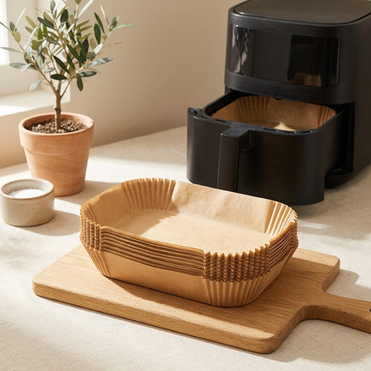 Fryleaf™ Silicone Air Fryer Paper Sheets in a calm home setting