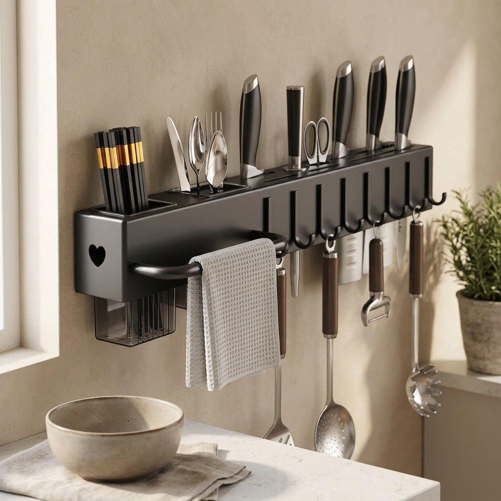 Bladekeep™ Carbon Steel Kitchen Knife Holder, styled close view