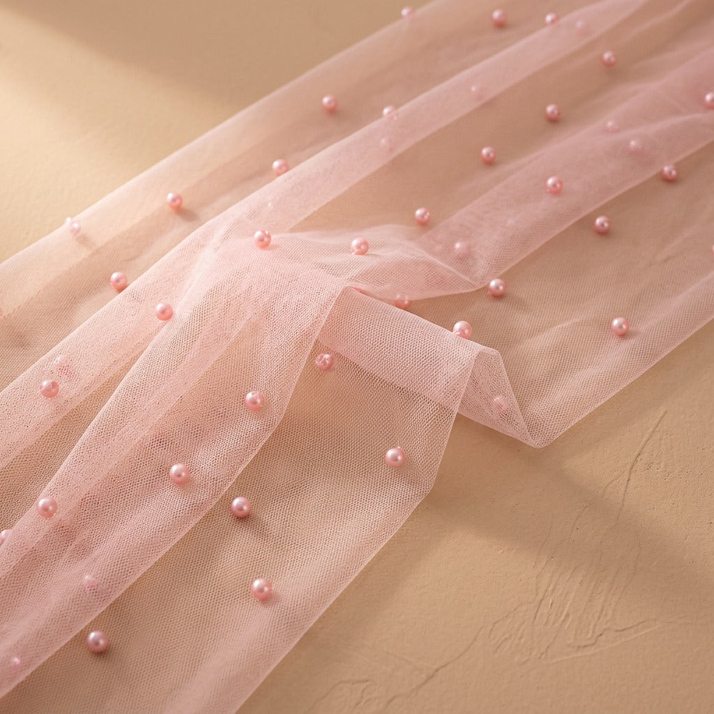 Pearlweft™ Pearl Tulle Table Runner, material and detail close-up